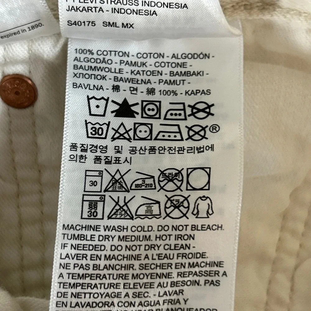 Levis 501 White Oak‎ Cone Denim Mens Jeans Off White Cream 40x30 Button Fly